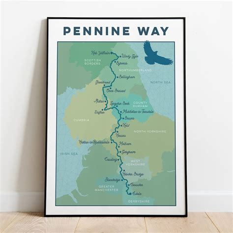 Pennine Way Map Art Print By Wordbirdco