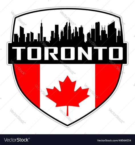 Toronto skyline silhouette canada flag travel logo