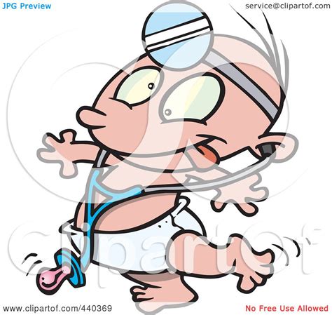 Royalty-Free (RF) Clip Art Illustration of a Cartoon Baby Doctor Wearing A Stethoscope And Head ...