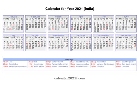 20+ Calendar 2021 India With Holidays And Festivals - Free Download Printable Calendar Templates ️