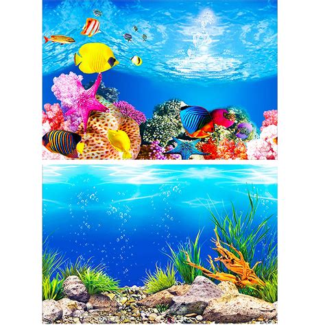 Buy Lainrrew Aquarium Background, 12 x 21Inch Double Sided Fish Tank Background Aquarium ...