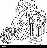 Birthday Gift Isolated Coloring Page For Kids Stock Vector Image & Art  sketch template