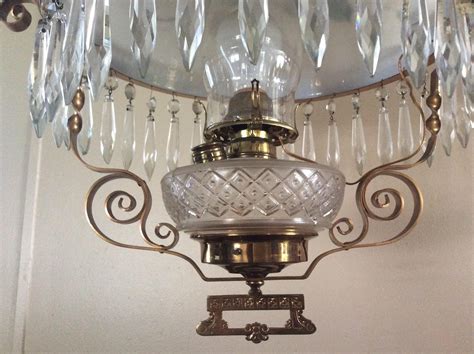 Antique Hanging Kerosene Lamp with Crystals Working Adjustable ...