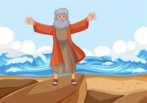 Premium Vector | Moses Parting the Sea A Vector Cartoon Illustration