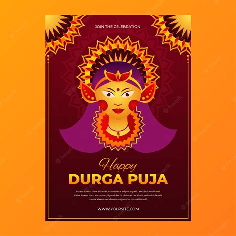 Premium Vector | Gradient durga puja vertical poster template