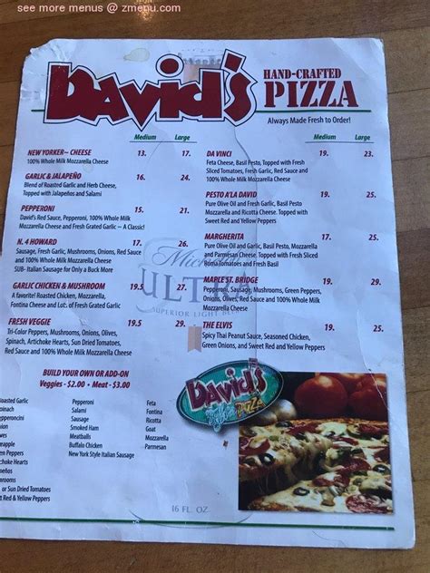 Menu at David's Pizza pub & bar, Spokane, 803 W Mallon Ave