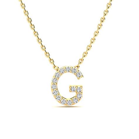 G Initial Necklace In Yellow Gold With 15 Diamonds