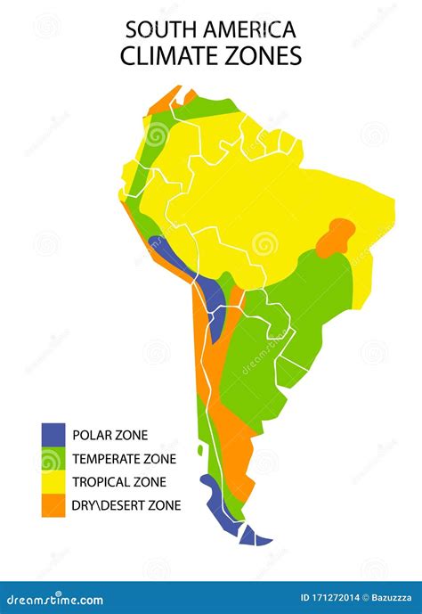 South America Climate Zones Map, Vector Geographic Infographics Stock ...