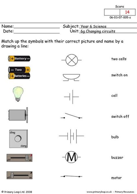 Circuit Diagrams And Symbols Worksheet Answers