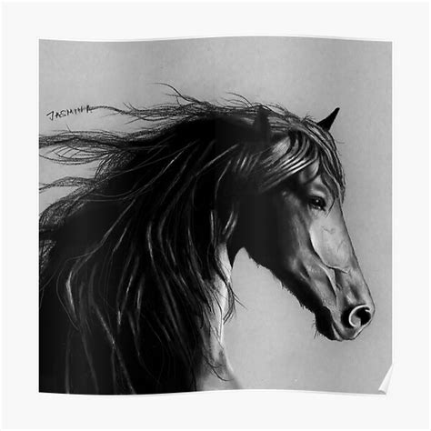 "A Beautiful Friesian Black Horse - Pencil Drawing" Poster for Sale by ...