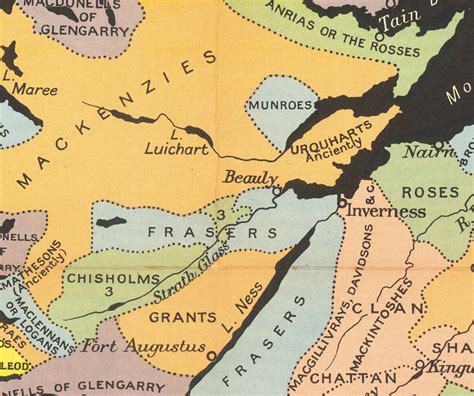 Old Map of Scotland Clans and Tartans - Johnston's Highlands & Lowlands Scottish Chart – The ...