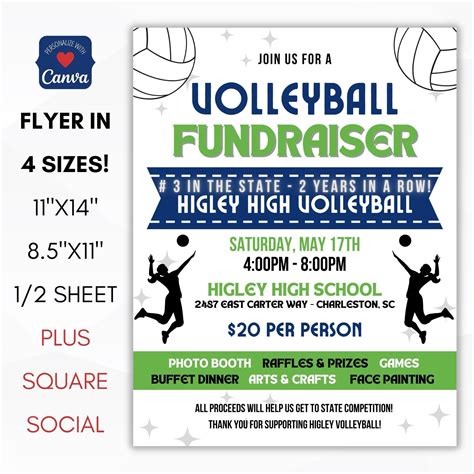 Customizable Volleyball Fundraiser Flyers | Fundraising, Fundraiser ...