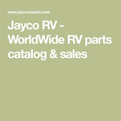 Jayco RV - WorldWide RV parts catalog & sales Jayco Rv, Rv Parts, Parts ...