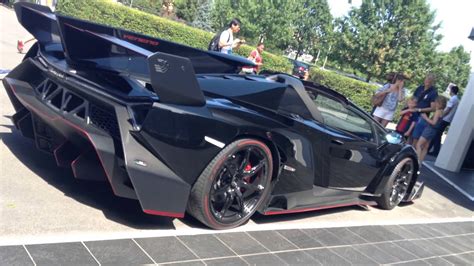 Lamborghini Veneno Roadster in BLACK! Walk around and interior - YouTube