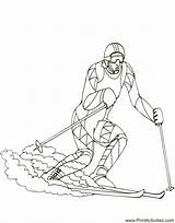 Skiing Coloring Page Olympic Downhill Skier  Nation sketch template