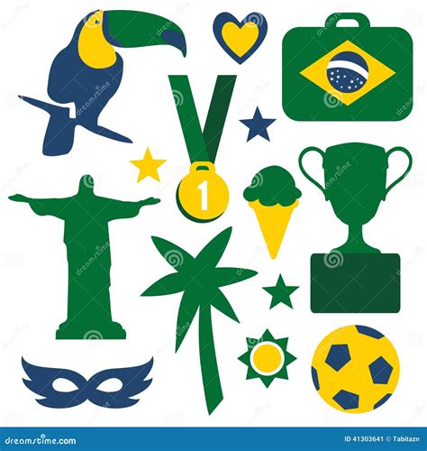 Set Of Brazilian Symbols And Icons, Stock Vector - Image: 41303641