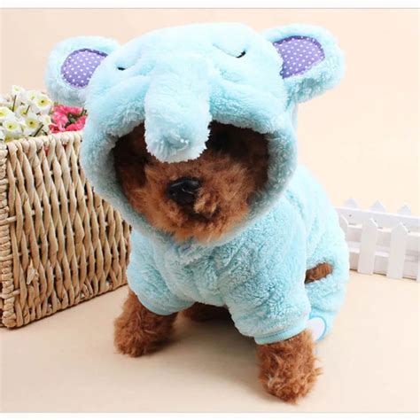 Blue Love Elephant Dog Costume For Autumn Winter Special Turned Outfit Pet Clothes Cute Length ...