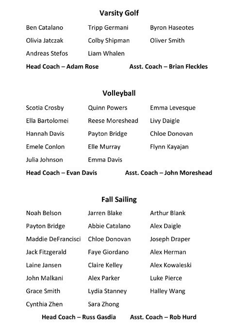 Fall Sports Awards Program - November 14, 2023