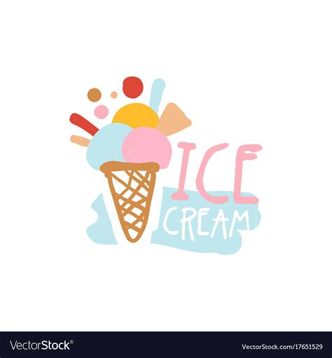 Ice cream logo template badge for restaurant bar Vector Image