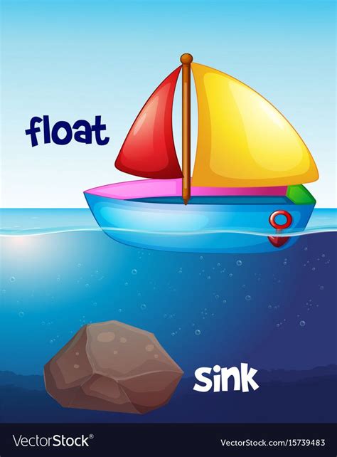 Opposite words for float and sink Royalty Free Vector Image | Learning english is fun, Learning ...