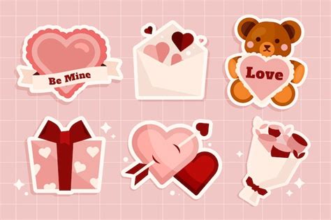 Free Vector | Flat valentine's day stickers collection