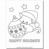 Christmas Cat Coloring Pages Free sketch template