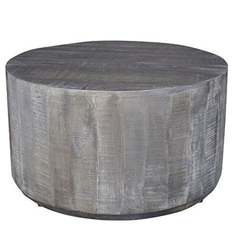 Whi Wood Drum Coffee, Distressed Grey TABLE | Grey wood coffee table, Drum coffee table, Mango ...