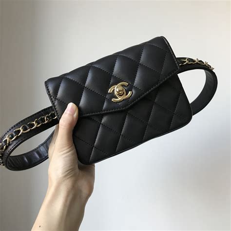 chanel waist bag quilted with chain black - earlroegner-99