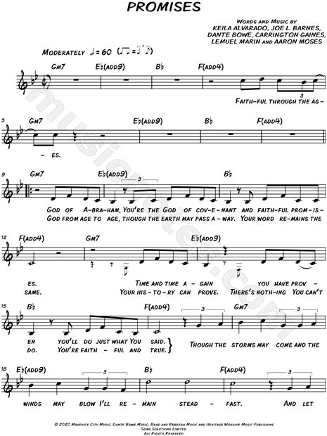 Maverick City Music "Promises" Sheet Music (Leadsheet) in Bb Major (transposable) - Download ...