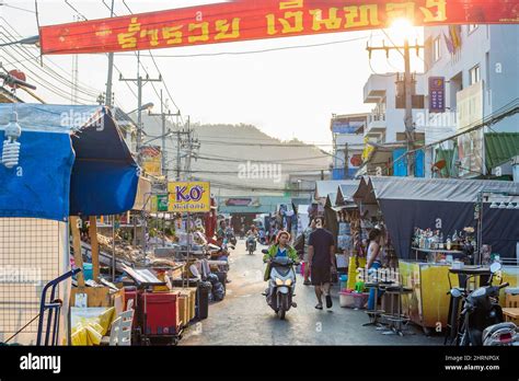 Urban scene from the famous night market in Hua Hin. Hua Hin is one of the most popular travel ...