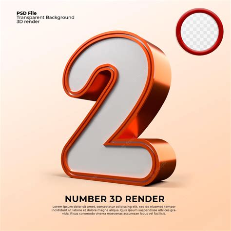 Premium PSD | 3d render number 2 orange color