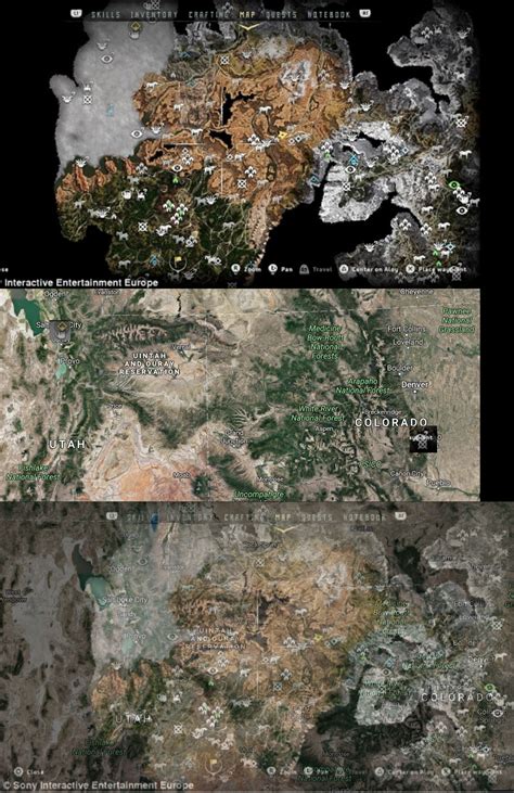 Two of Horizon Zero Dawns locations mapped (Crudely) on the real world : r/horizon