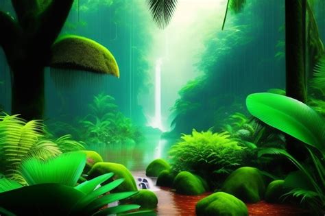 Premium AI Image | A waterfall in the jungle wallpaper