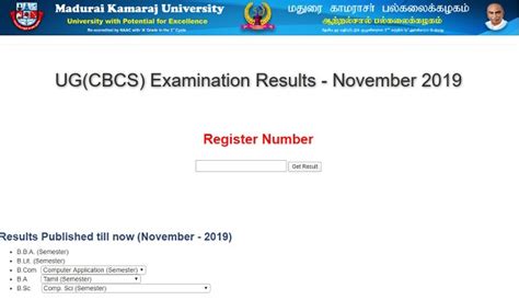 MK University Results 2019 (Nov) MKU UG BA, B.Com, B.Sc