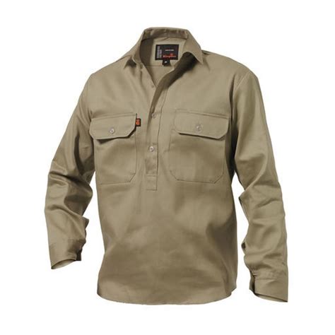 King Gee - Men’s Cotton Drill Closed Front Work Shirt - Long Sleeve - (K04020) - Workwear Guys