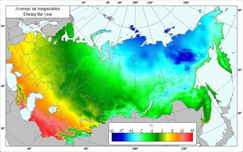 Russia temperature map - Map of Russia temperature (Eastern Europe ...