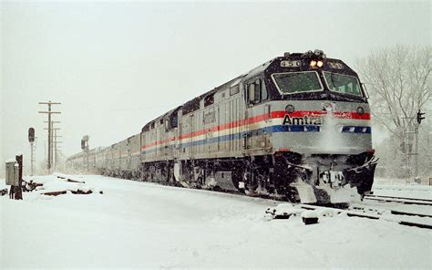 Amtrak 450 (F69PHAC) leading the eastbound #8 Empire Builder in La Crosse, WI, on December 17 ...