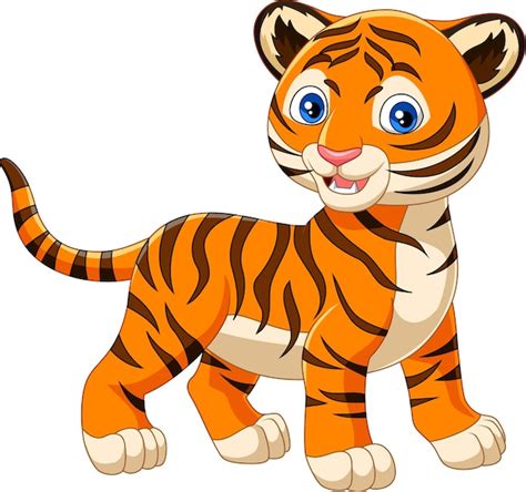 Tigre de bebé de dibujos animados aislado sobre fondo blanco | Vector ...