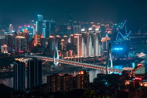 Download Chongqing China Cityscape Aerial Nightview Wallpaper | Wallpapers.com