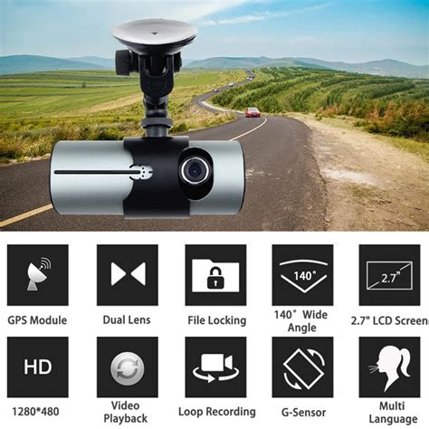 Dual Lens Dash Cam 2.7" Car Dvr Vehicle Camera Video Recorder Car Camera With Gps Module G ...