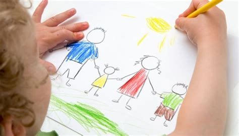 A Child Drawing his Family