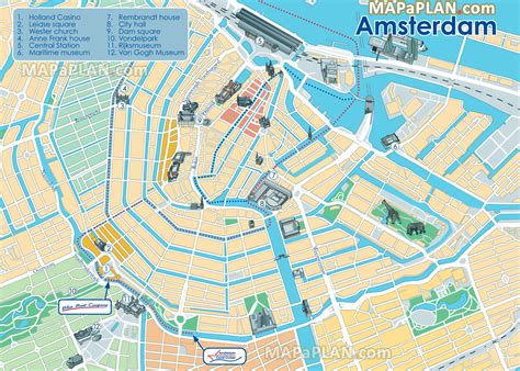 Amsterdam map - Blue Boat Company canal cruises water routes