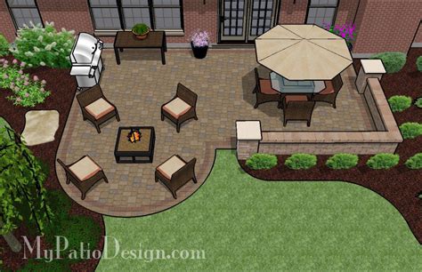 Dreamy Paver Patio Design with Seat Wall | Download Plan – MyPatioDesign.com