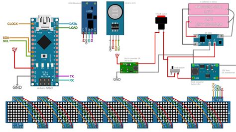 Arduino DOT matrix display LED bluetooth RTC clock