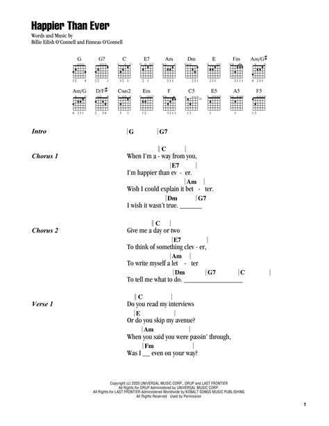 Happier Than Ever by Billie Eilish - Guitar Chords/Lyrics - Guitar ...