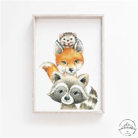 Woodland Animals Wall Art Woodland Nursery Decor Forest - Etsy