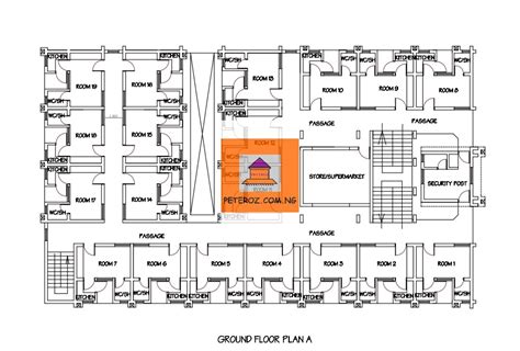 60 Bedroom Hostel Building Floor Plan Samples