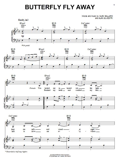 Butterfly Fly Away sheet music by Billy Ray Cyrus (Piano, Vocal & Guitar (Right-Hand Melody ...