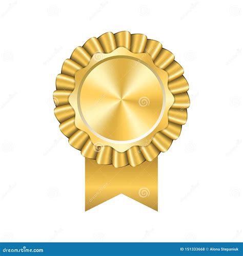 Award Ribbon Gold Icon. Golden Medal Design Isolated on White ...