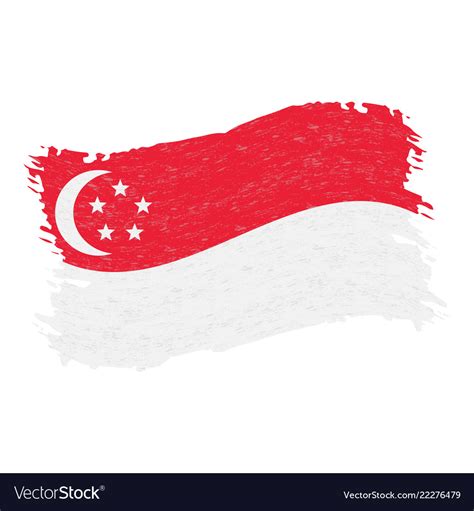 Flag of singapore grunge abstract brush stroke Vector Image